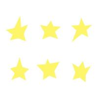 Cute set of different shape yellow stars. Isolated on white background, flat design, EPS10 Vector