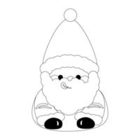 Cute humor Santa Claus tease, showing tongue. Isolated on white background, flat design, line art, EPS10 vector