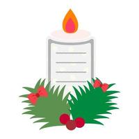 lindo candelero blanco navideño. plantilla de nota de memo para texto. aislado sobre fondo blanco, diseño plano, vector eps10