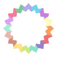 Cute rainbow color frame. Colorful border for serrated, zigzag ring. Transparent empty for text, message, photo. Flat design, EPS10 vector