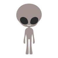 Cartoon cute funny grey alien character with standing pose. Isolated on white background, flat design, vector, illustration, EPS10 vector