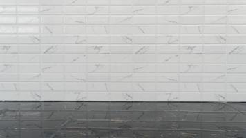 Abstract background of shiny black patterned tiles. with blurred of white tiles color. photo