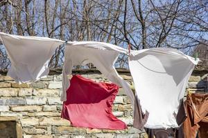 The winds blow clean washing clothes, on the rope photo