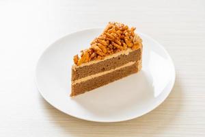 coffee almonds cake on plate photo