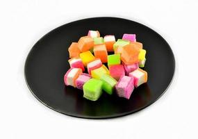 Colorful Jelly fruit snack Close up candy jelly sweet dessert with sugar photo