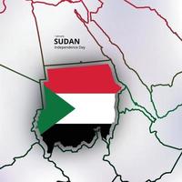 happy independence day of sudan, map, flag vector