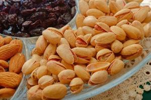 Composition with nuts on the table photo