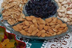 Composition with nuts on the table photo