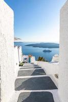 White architecture on Santorini island, Greece. Beautiful summer landscape, sea view. Perfect summer vacation mood and holiday background, famous destination concept. Inspirational travel scenery photo