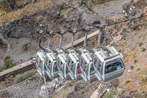 Santorini overhead cable car connecting the Fira harbor with the town photo