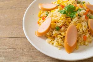 fried rice with sausage and mixed vegetable photo