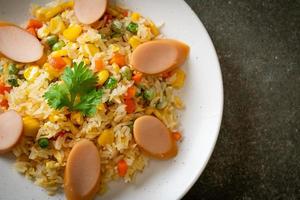 fried rice with sausage and mixed vegetable photo