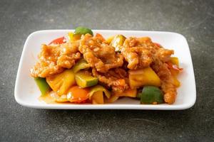 Stir fried sweet and sour sauce with pork photo