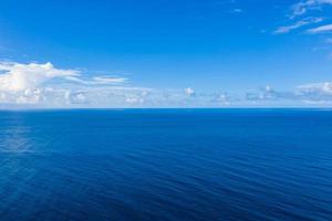 mar azul cielo azul horizonte. perfecto concepto de naturaleza y ecología. día del océano, día del mar y la tierra. ambiente marino, fondo natural perfecto foto