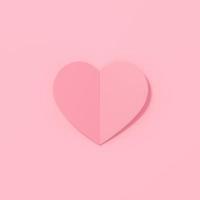 3d Paper cut shape of heart on pink background. photo