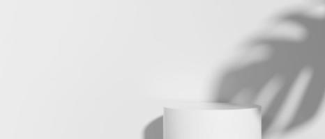 Platform podium with natural light on white background for product display. Empty podium platform. photo