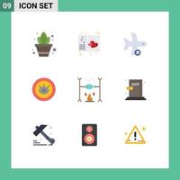 9 iconos creativos signos y símbolos modernos de soporte de cena servicio de vuelo transporte elementos de diseño vectorial editables vector