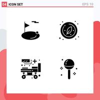 Set of 4 Commercial Solid Glyphs pack for flag bed ball leaf medical Editable Vector Design Elements