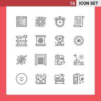 16 Creative Icons Modern Signs and Symbols of biochemistry office alarm file data Editable Vector Design Elements