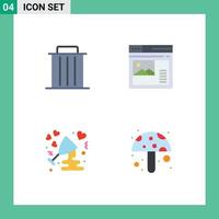 paquete de 4 iconos planos creativos de eliminar galería eliminar página celebrar elementos de diseño vectorial editables vector