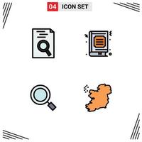 Group of 4 Modern Filledline Flat Colors Set for hr magnifier book favorite search Editable Vector Design Elements