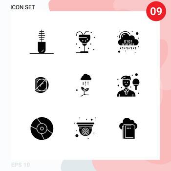 paquete de líneas vectoriales editables de 9 glifos sólidos simples de biología de paja de laboratorio de ciencias elementos de diseño vectorial editables digitales vector