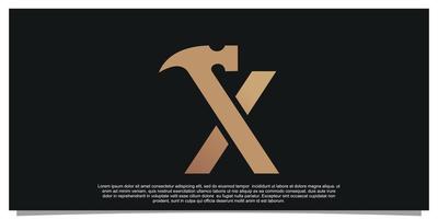 Creative initial letter X with hammer logo design unique concept Premium Vector