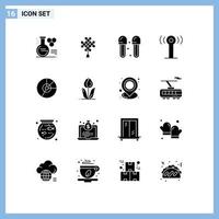 Pictogram Set of 16 Simple Solid Glyphs of business wifi bath signal slippers Editable Vector Design Elements