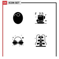 Modern Set of 4 Solid Glyphs Pictograph of filling carnival vegetable coffee fountain Editable Vector Design Elements