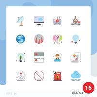 Universal Icon Symbols Group of 16 Modern Flat Colors of internet aroma mail spa herb Editable Pack of Creative Vector Design Elements