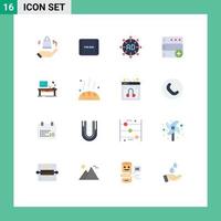 Pictogram Set of 16 Simple Flat Colors of computer workplace advertisement new base Editable Pack of Creative Vector Design Elements