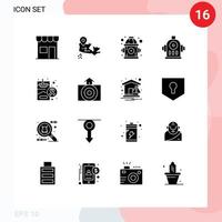 Set of 16 Modern UI Icons Symbols Signs for nature earthquake fire smoking health Editable Vector Design Elements