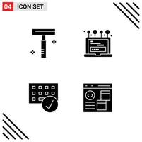 Set of 4 Modern UI Icons Symbols Signs for beauty connected salon login gadget Editable Vector Design Elements