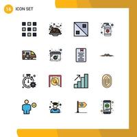 16 Universal Flat Color Filled Line Signs Symbols of calendar train line subway care Editable Creative Vector Design Elements