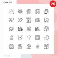25 iconos creativos, signos y símbolos modernos de algoritmo de datos, soporte publicitario, auriculares, elementos de diseño vectorial editables vector