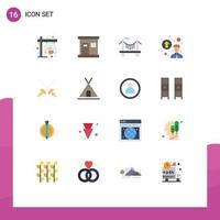 Pictogram Set of 16 Simple Flat Colors of sport fencing bridge promotion concept personal up gradation Editable Pack of Creative Vector Design Elements