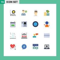 Group of 16 Modern Flat Colors Set for shopping box dollar gift knowledge Editable Pack of Creative Vector Design Elements