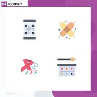 4 Thematic Vector Flat Icons and Editable Symbols of code stethoscope scan health ribbon Editable Vector Design Elements