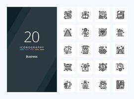 20 Business Outline icon for presentation vector