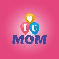 Love you mom card. Hand drawn Mother's Day background. vector