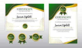 certificate set template green vector