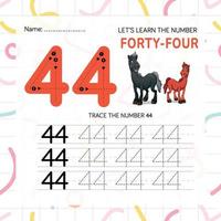 Numbers worksheet for kids, tracing numbers step by step from scratch vector