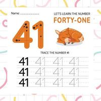 Numbers worksheet for kids, tracing numbers step by step from scratch vector