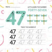 Numbers worksheet for kids, tracing numbers step by step from scratch vector