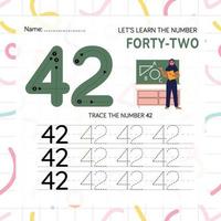 Numbers worksheet for kids, tracing numbers step by step from scratch vector