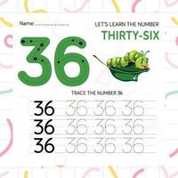 Numbers worksheet for kids, tracing numbers step by step from scratch vector