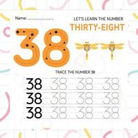 Numbers worksheet for kids, tracing numbers step by step from scratch vector