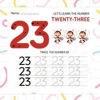 Numbers worksheet for kids, tracing numbers step by step from scratch vector