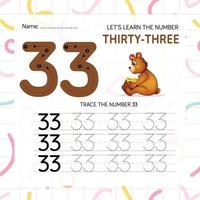 Numbers worksheet for kids, tracing numbers step by step from scratch vector