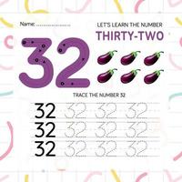 Numbers worksheet for kids, tracing numbers step by step from scratch vector